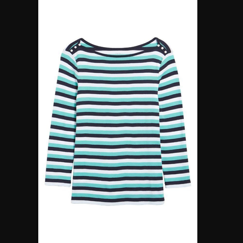 Girl's 1901 Navy &‎ Green Striped Top Size Small